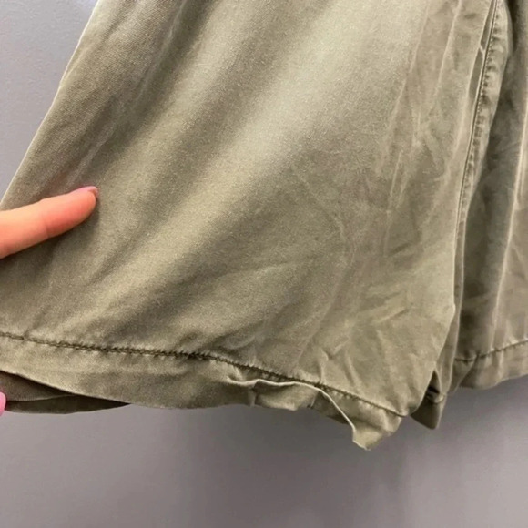 H&M High Waist Paper Bag Shorts Olive Green - Picture 9 of 13